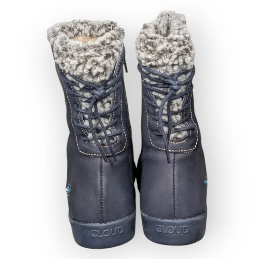 Cloud Footwear Navy Leather Faux Shearling Boot Portugal Sz 9.5-10 - NO OFFERS